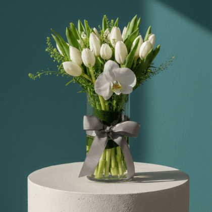 Ivory Poise – Vazoda Beyaz Lale 21 Adet