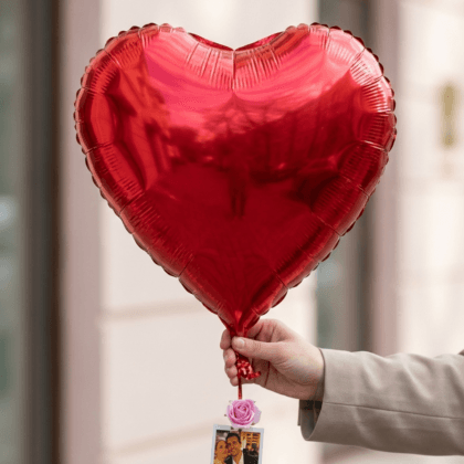 Kişiye Özel Fotoğraflı Kırmızı Kalpli Balon