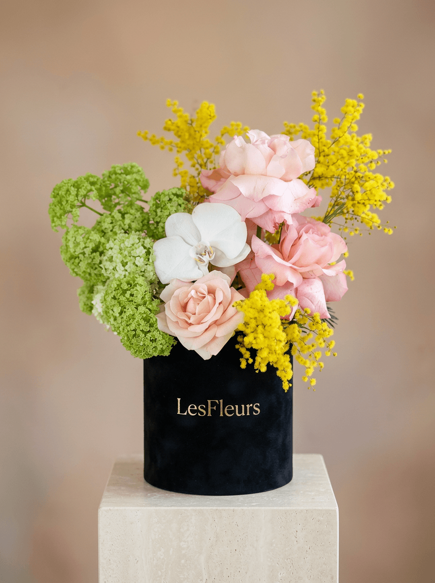 Premium Kutuda Lüks Orkide & Gül Çiçek Aranjmanı - Les Fleurs