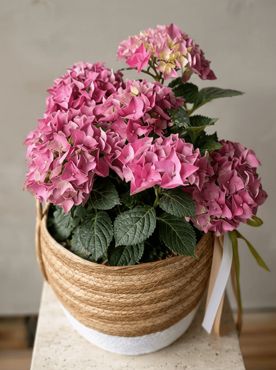 Blush Nest | Pembe Ortanca Hasır Saksı Aranjmanı 2 Blush Nest | Pembe Ortanca Hasır Saksı Aranjmanı - Görsel 2