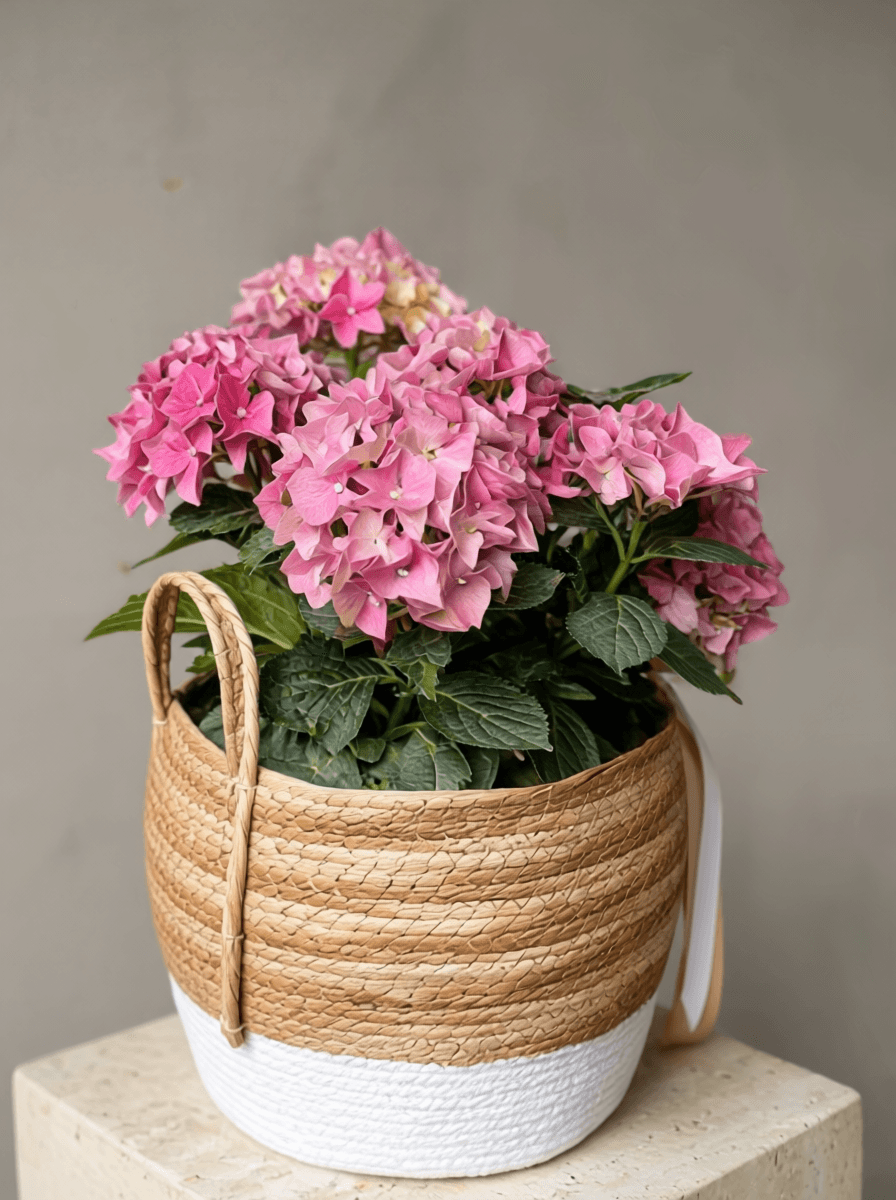Blush Nest | Pembe Ortanca Hasır Saksı Aranjmanı 3 Blush Nest | Pembe Ortanca Hasır Saksı Aranjmanı - Görsel 3