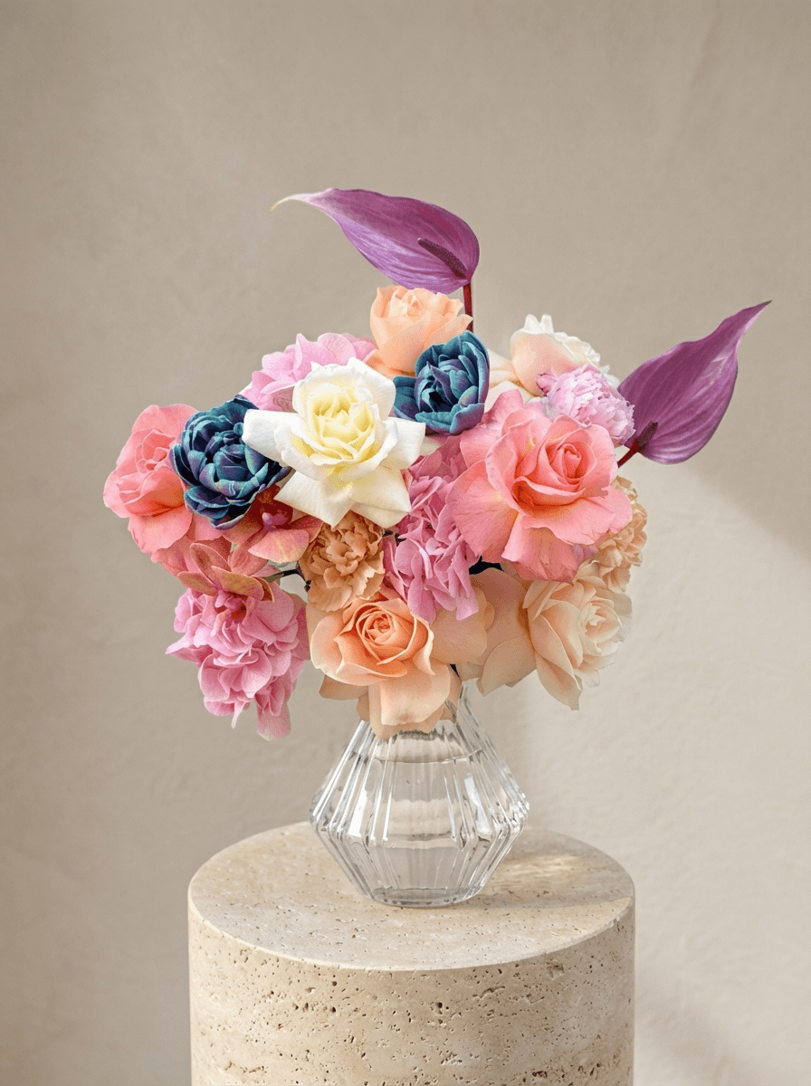 Şakayık & Gül Aranjmanı | Premium Anthurium Tasarım 1 Şakayık & Gül Aranjmanı | Premium Anthurium Tasarım