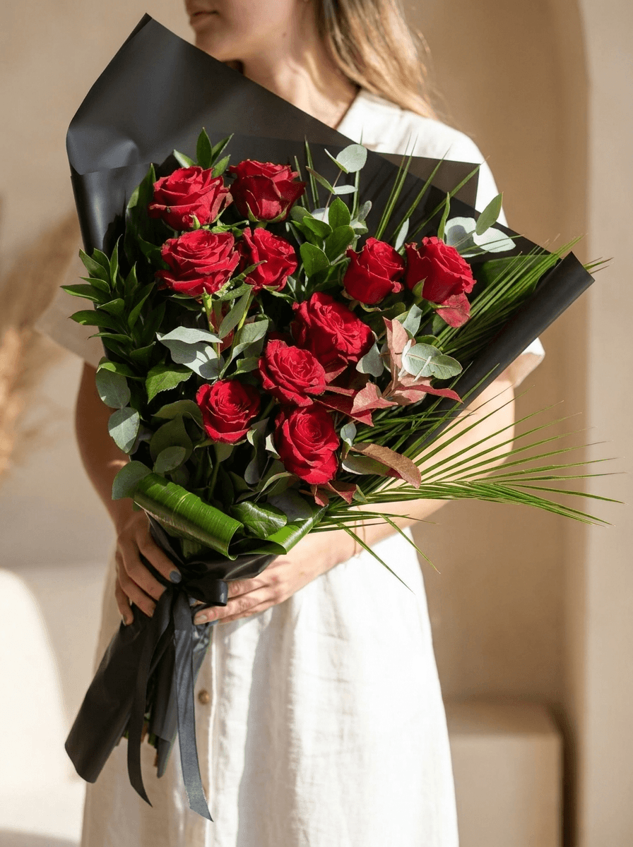 Noir Passion Bouquet – Kırmızı Gül Premium Buket 1 Noir Passion Bouquet – Kırmızı Gül Premium Buket