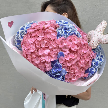 Cotton Candy Hydrangea – Premium Pembe & Mavi Ortanca Buketi